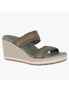 Women's Merrell Kaiteri Wedge Slide Sandals Olive Beige, size 9